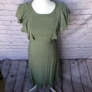 ROOLEE Sage Green Swiss Dot Dress, Size Small